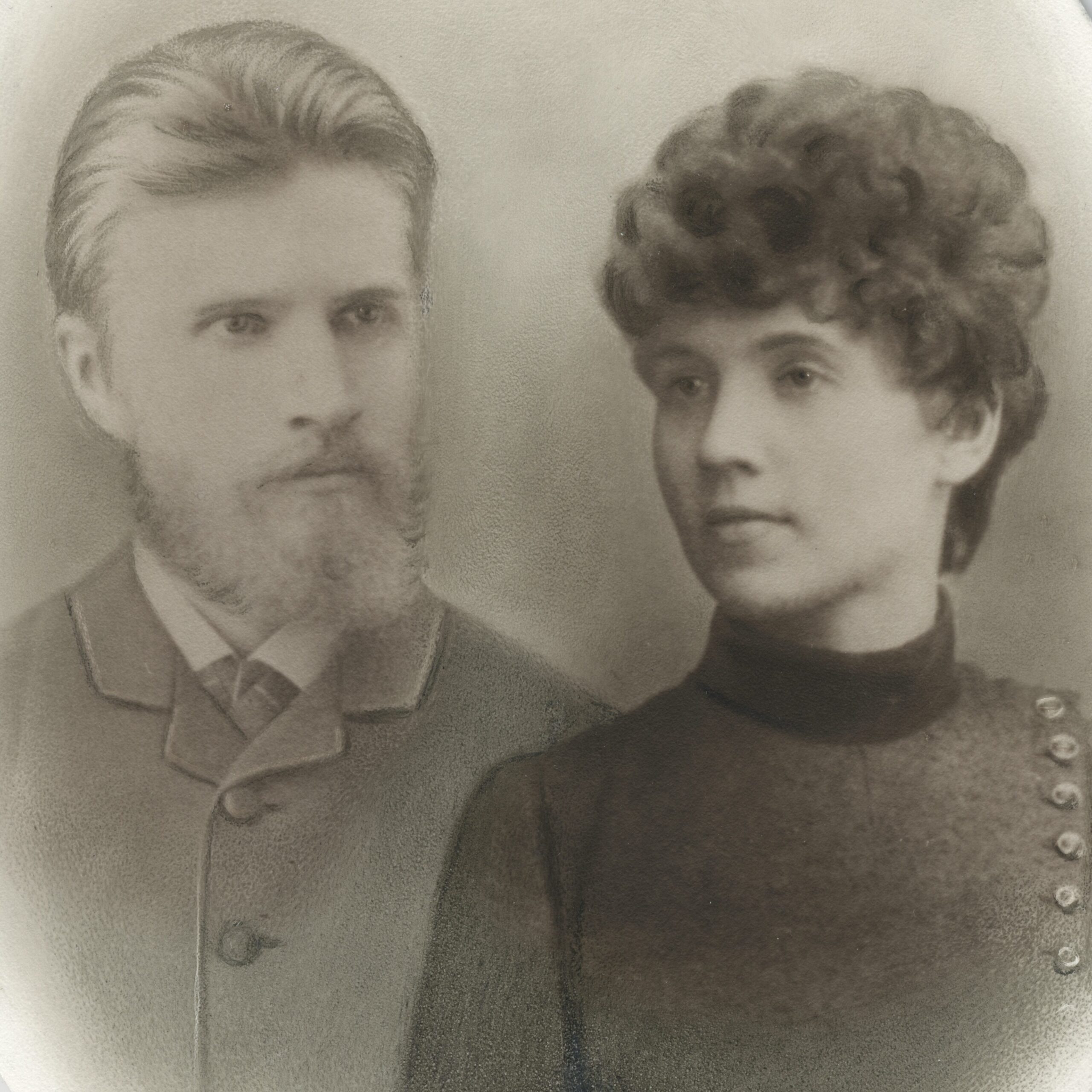 Ruuto Erkko ja Hilda Asp 1880-luvun valokuvassa.