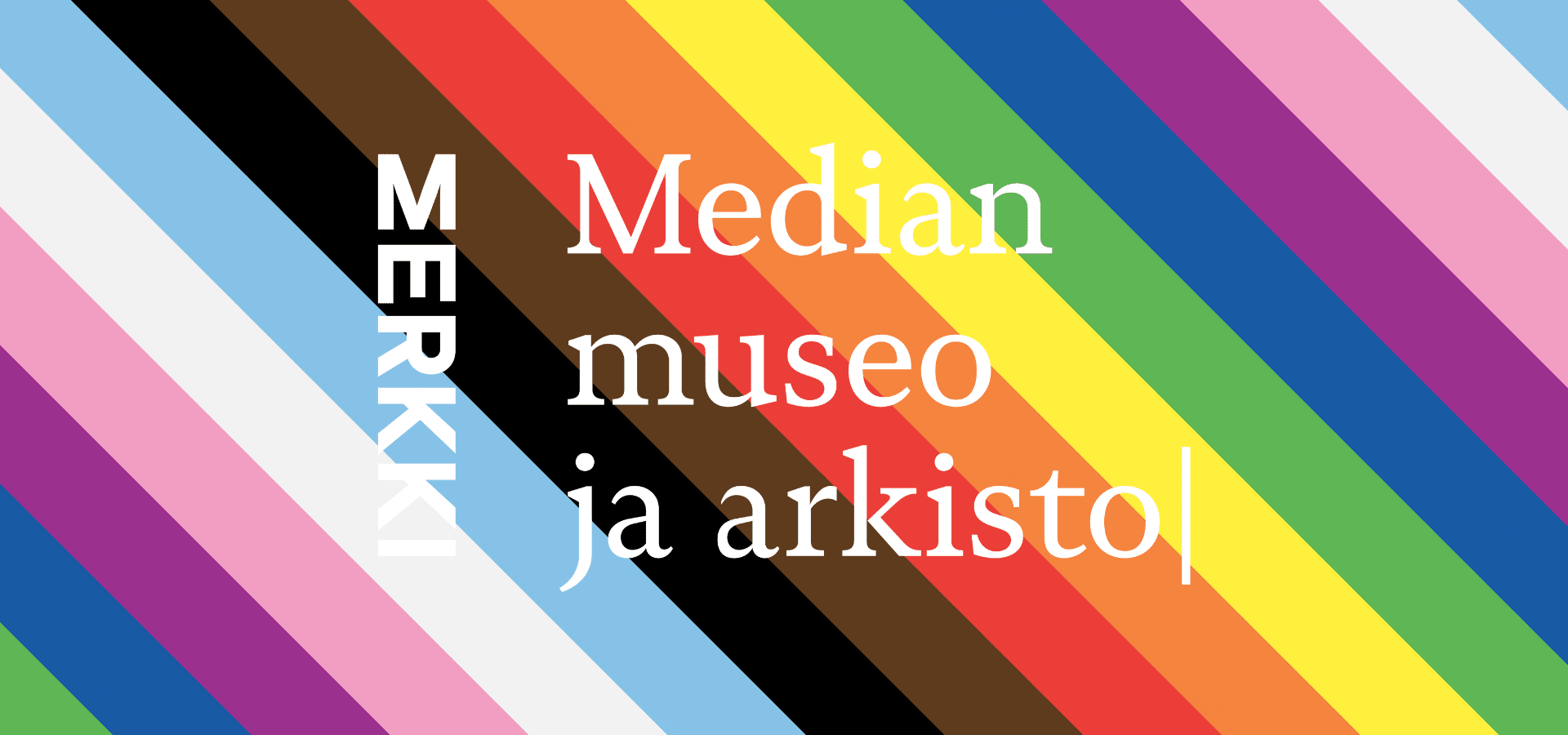 Merkin logo sateenkaariraidallisella taustalla.