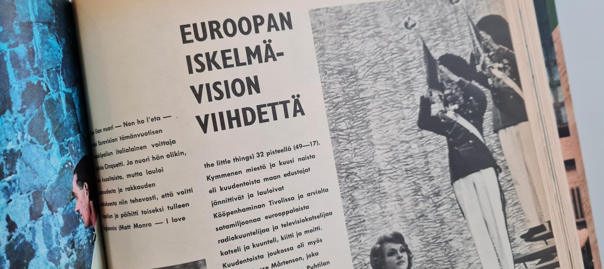Yksityiskohta aikakauslehden euroviisuaiheisesta artikkelista.
