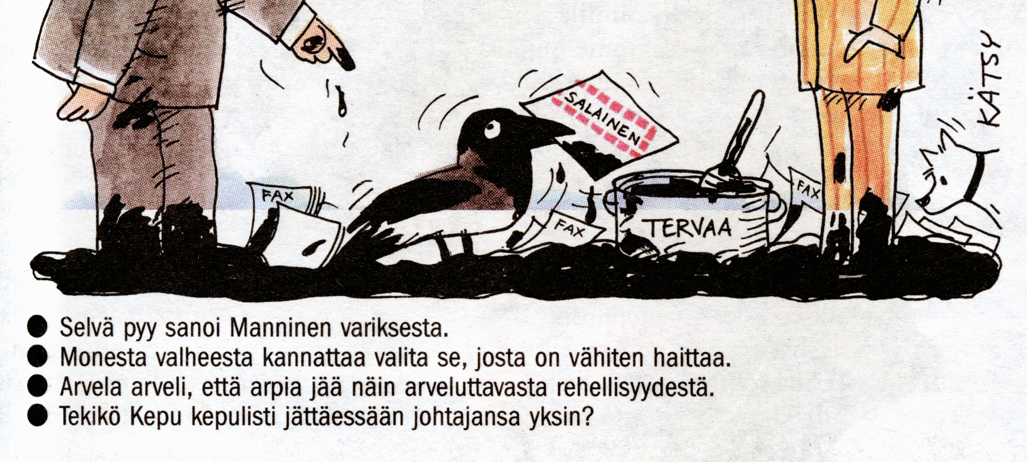Yksityiskohta Kätsyn pilapiirroksesta.