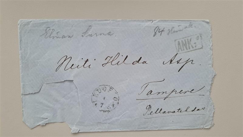 Hilda Aspille osoitettu kirjekuori