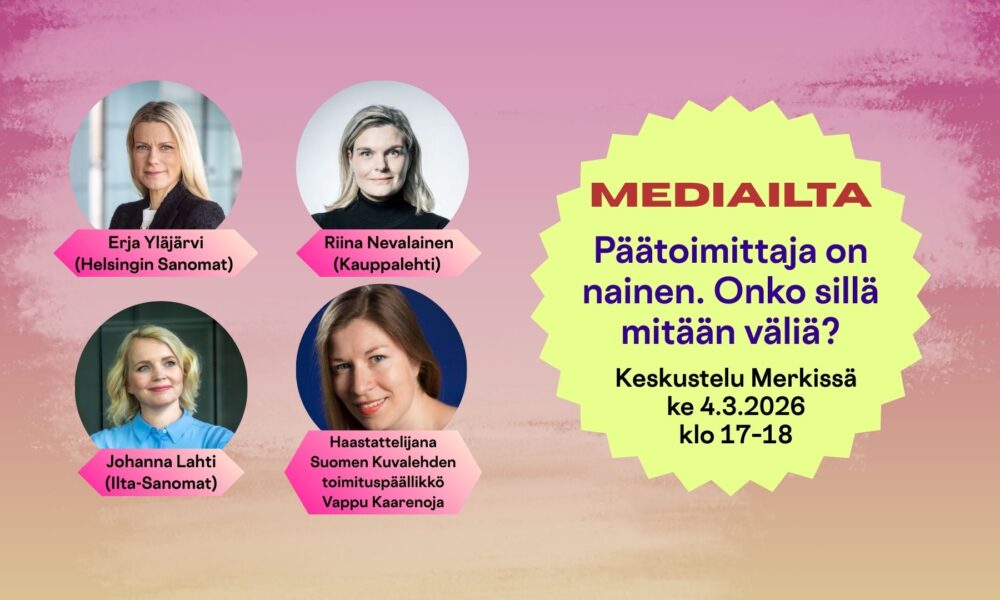 Mediailta: Päätoimittaja on nainen. Onko sillä mitään väliä?