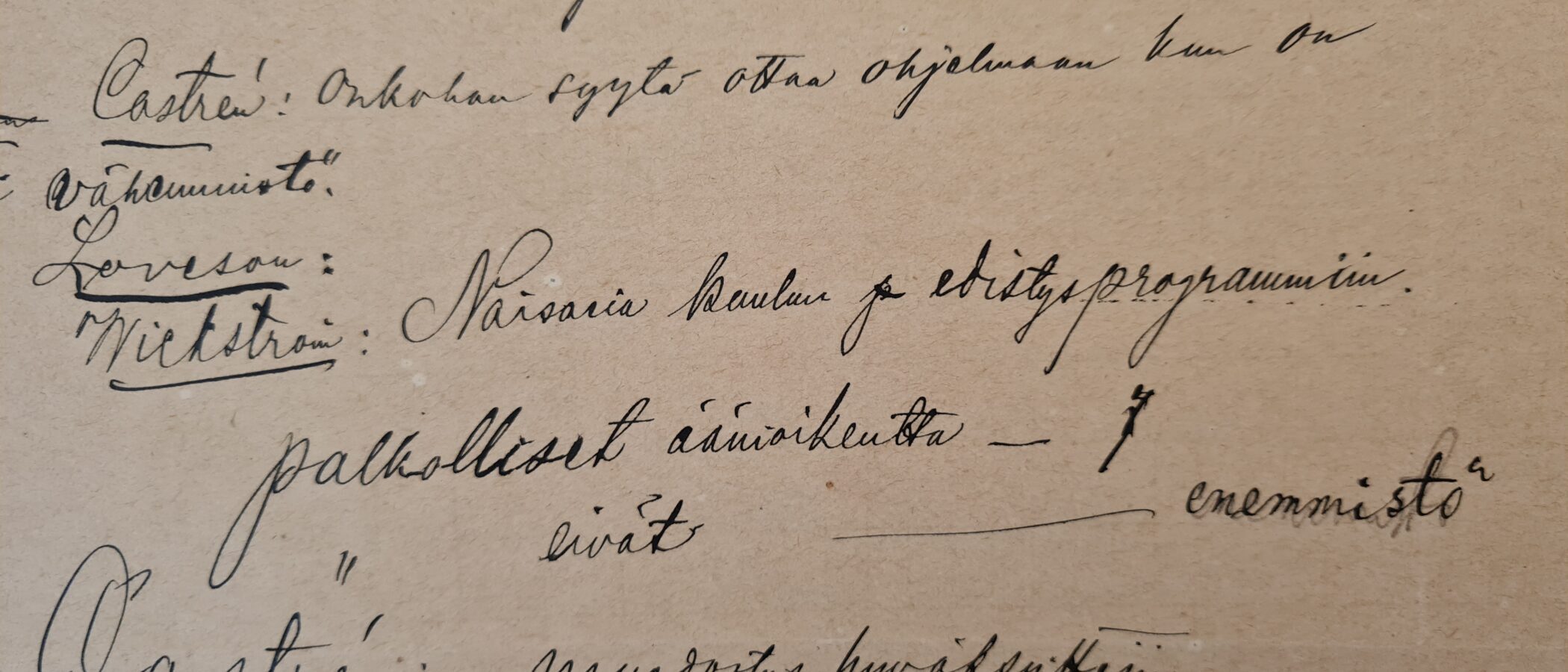 Käsinkirjoitetettua tekstiä, yksityiskohta